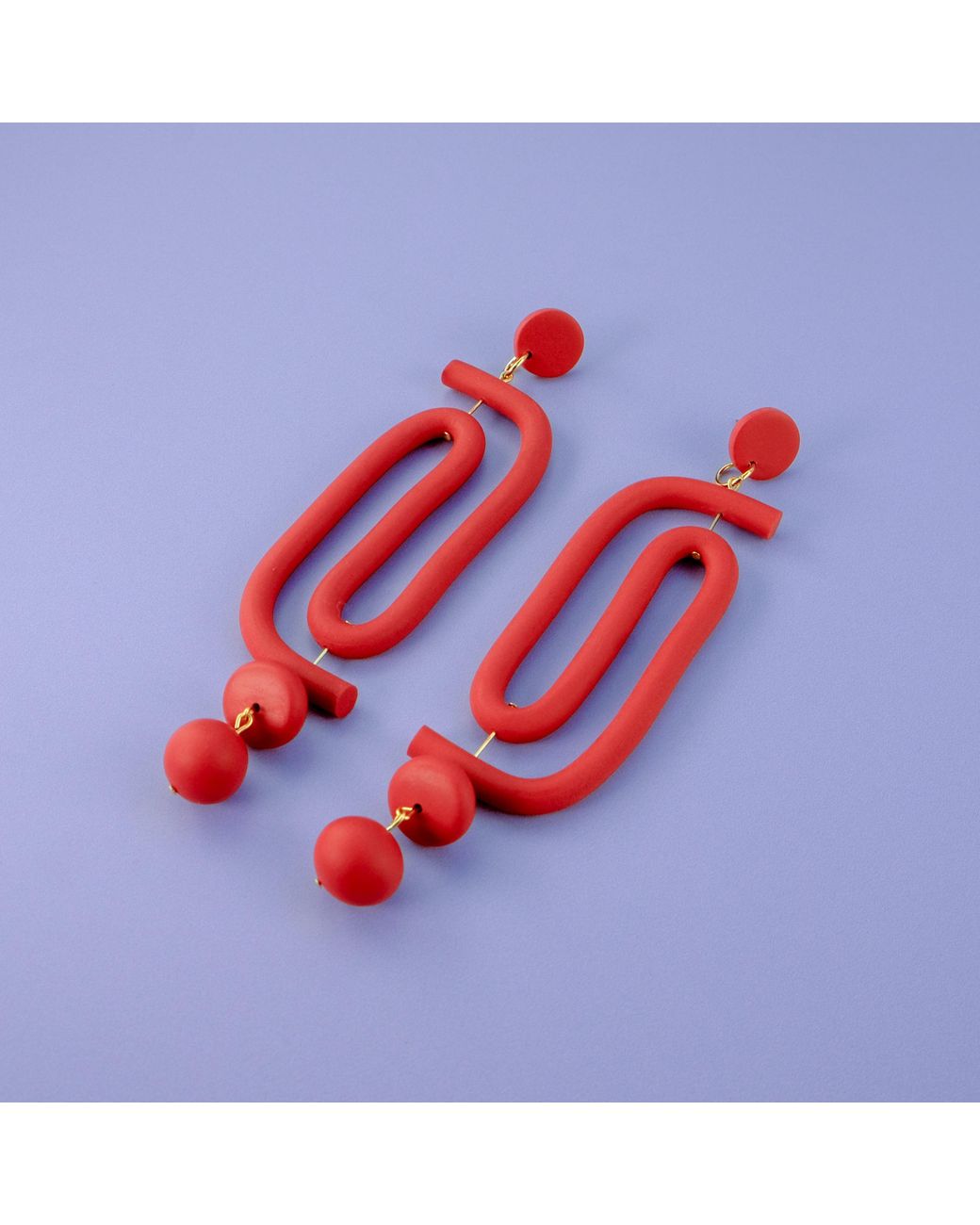 By Chavelli Red Labyrinth Dangly Statement Earrings