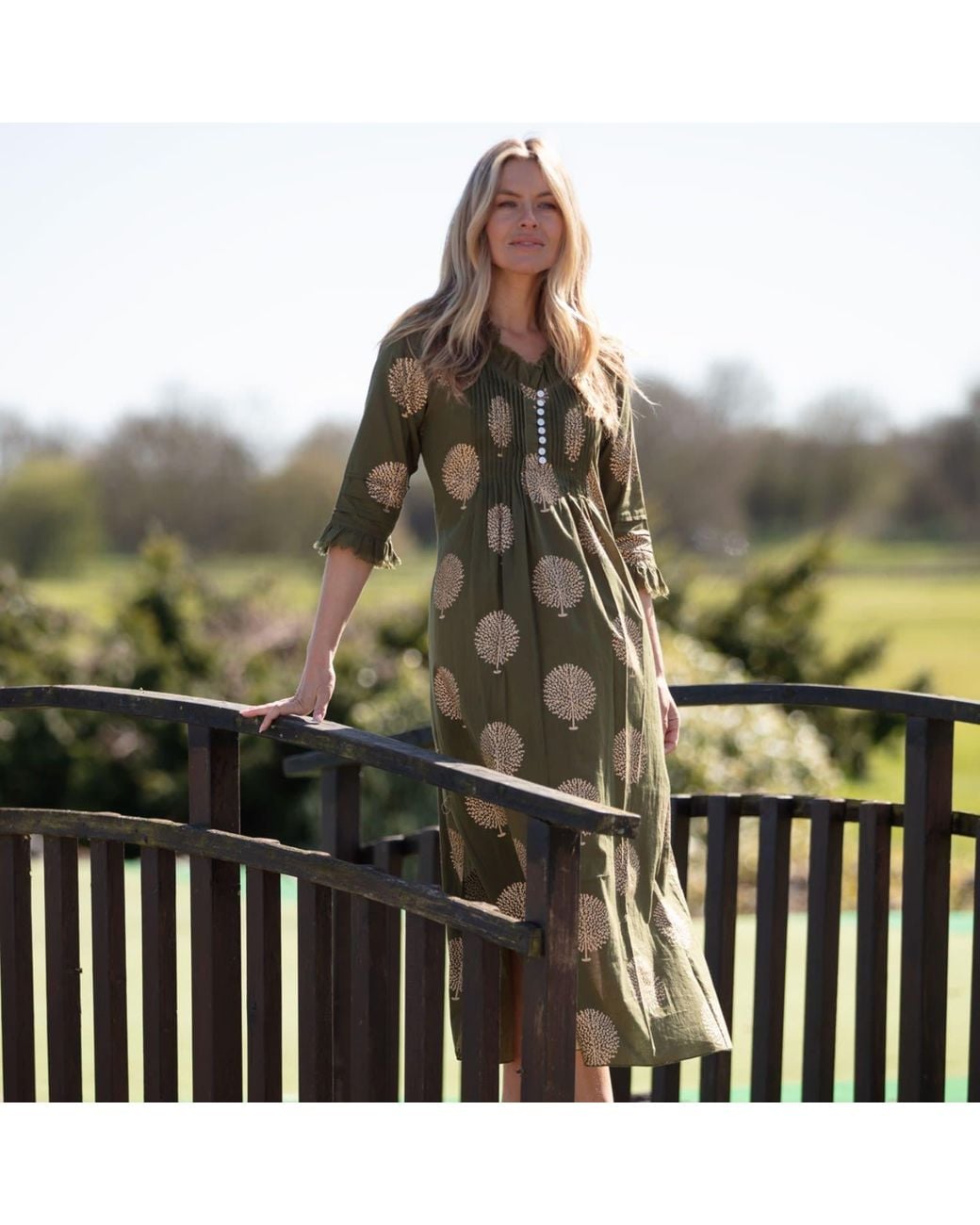 At Last Green Cotton Annabel Maxi Dress