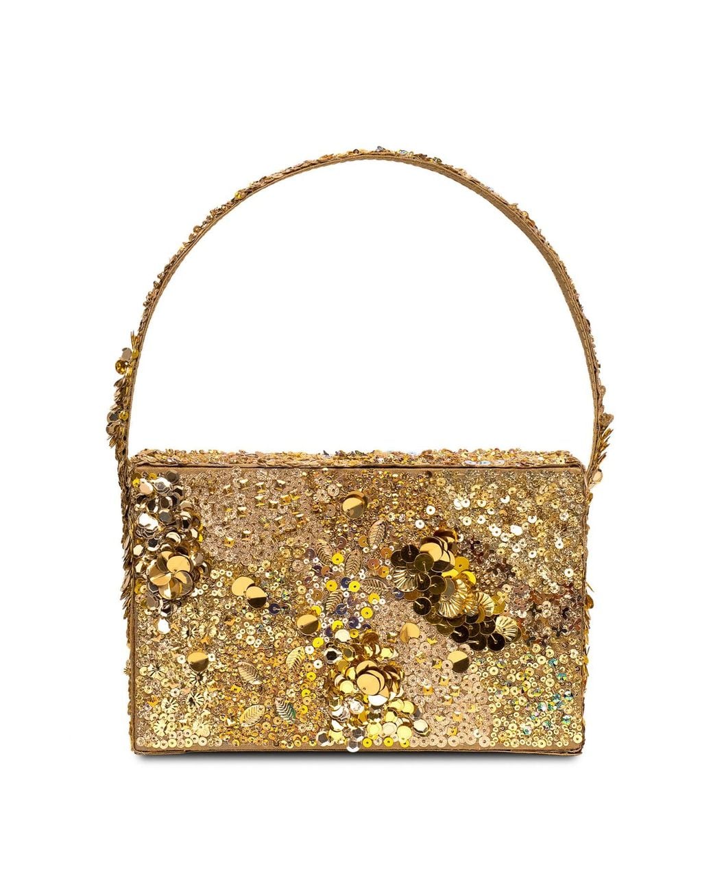 Simitri Metallic Golden Ember Box Clutch