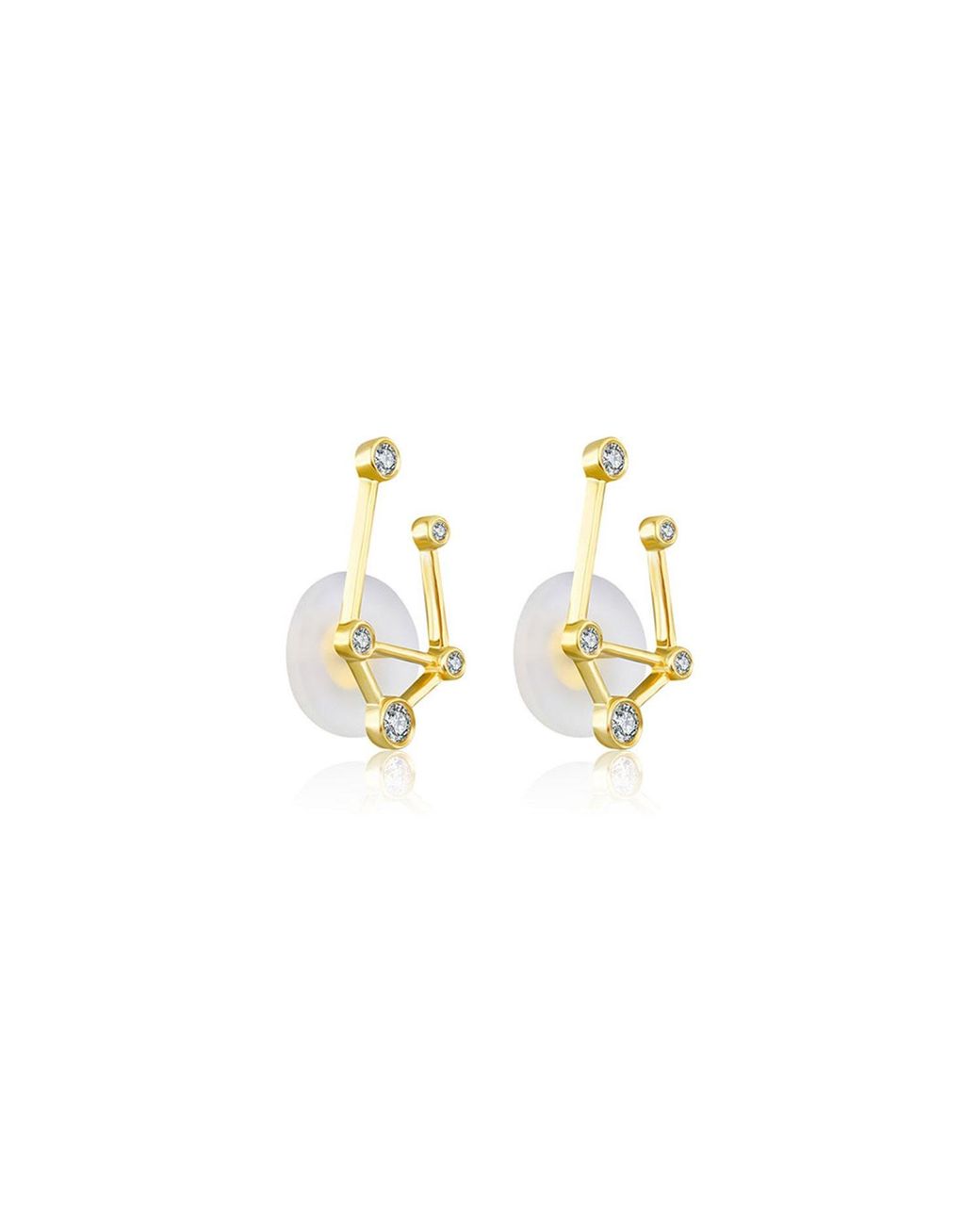 Genevieve Collection Metallic Libra Zodiac Constellation Earring 18K & Diamond