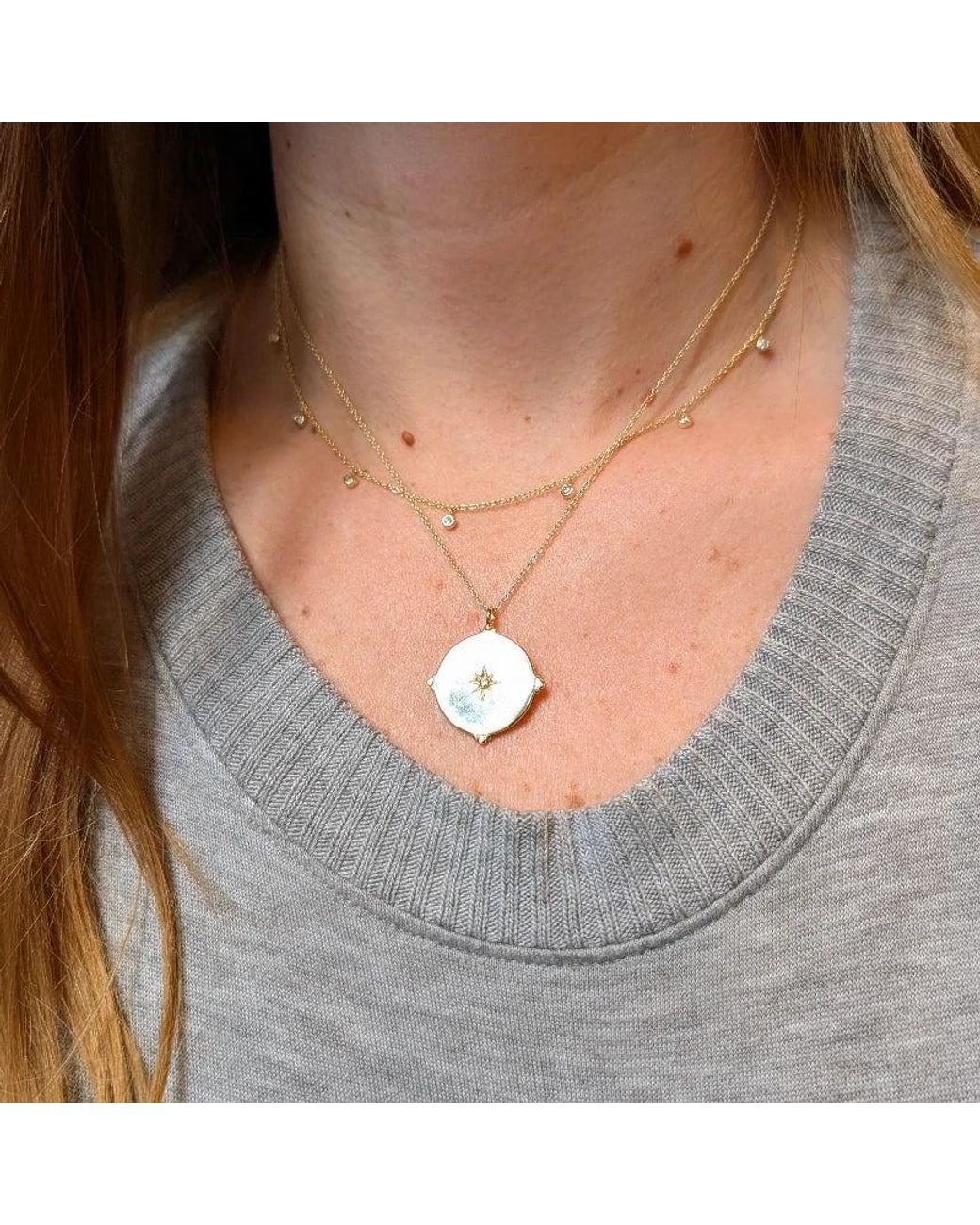 KAMARIA Metallic Compass & Opal Medallion Necklace