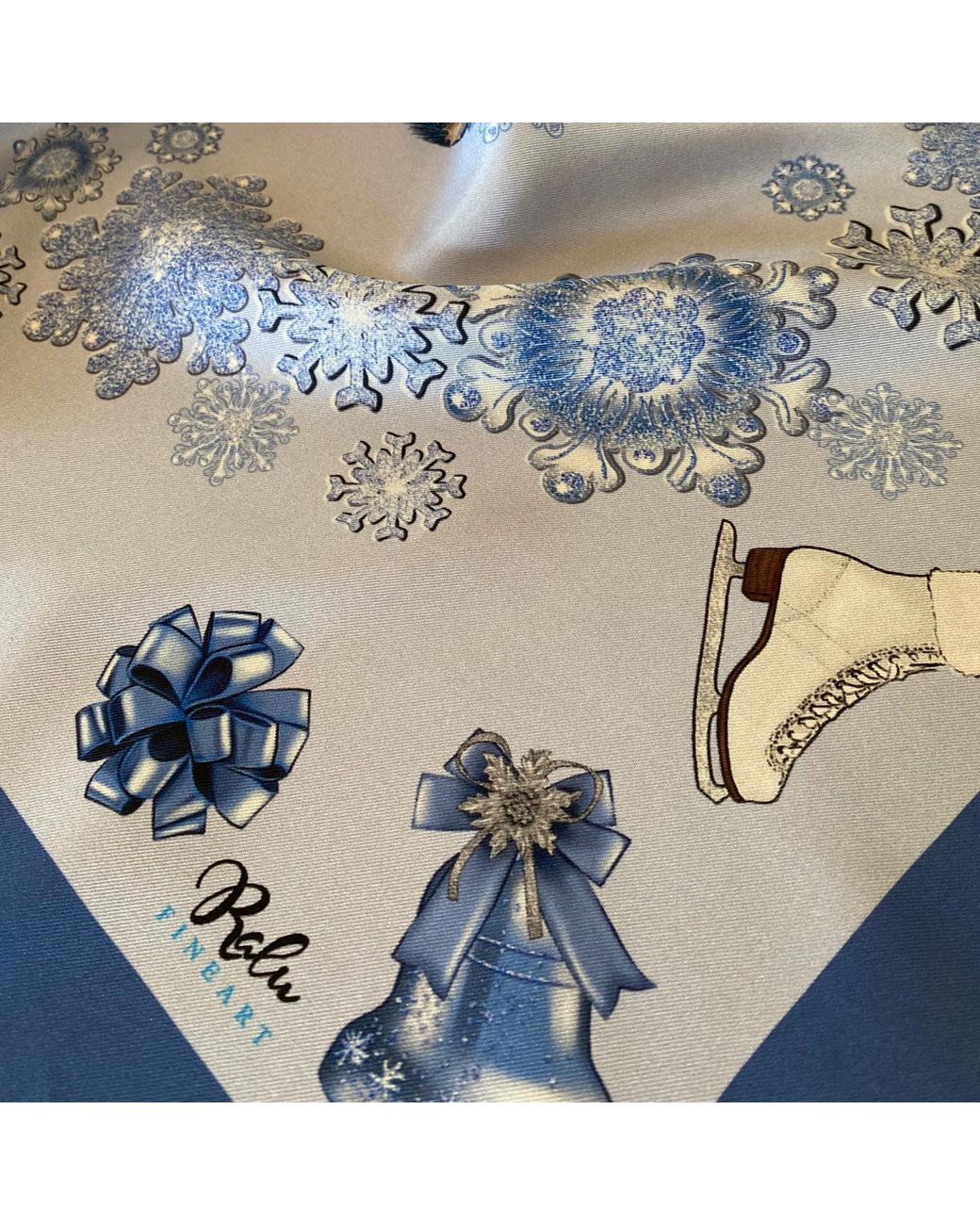 Ralufineart Blue Frozen Elegance Pocket Square