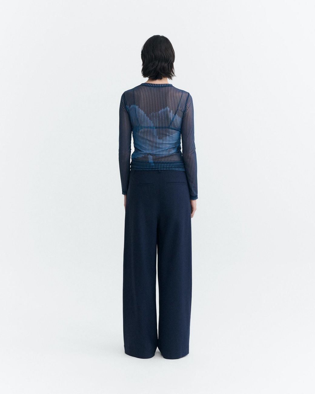 Thinking Mu Blue Tere's Sheer Lotus Top