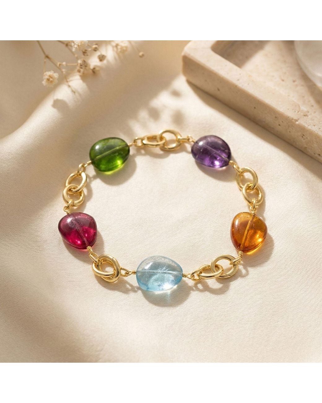 Sophelia Blue Statement Personalised Birthstone Charm Camelia Bracelet