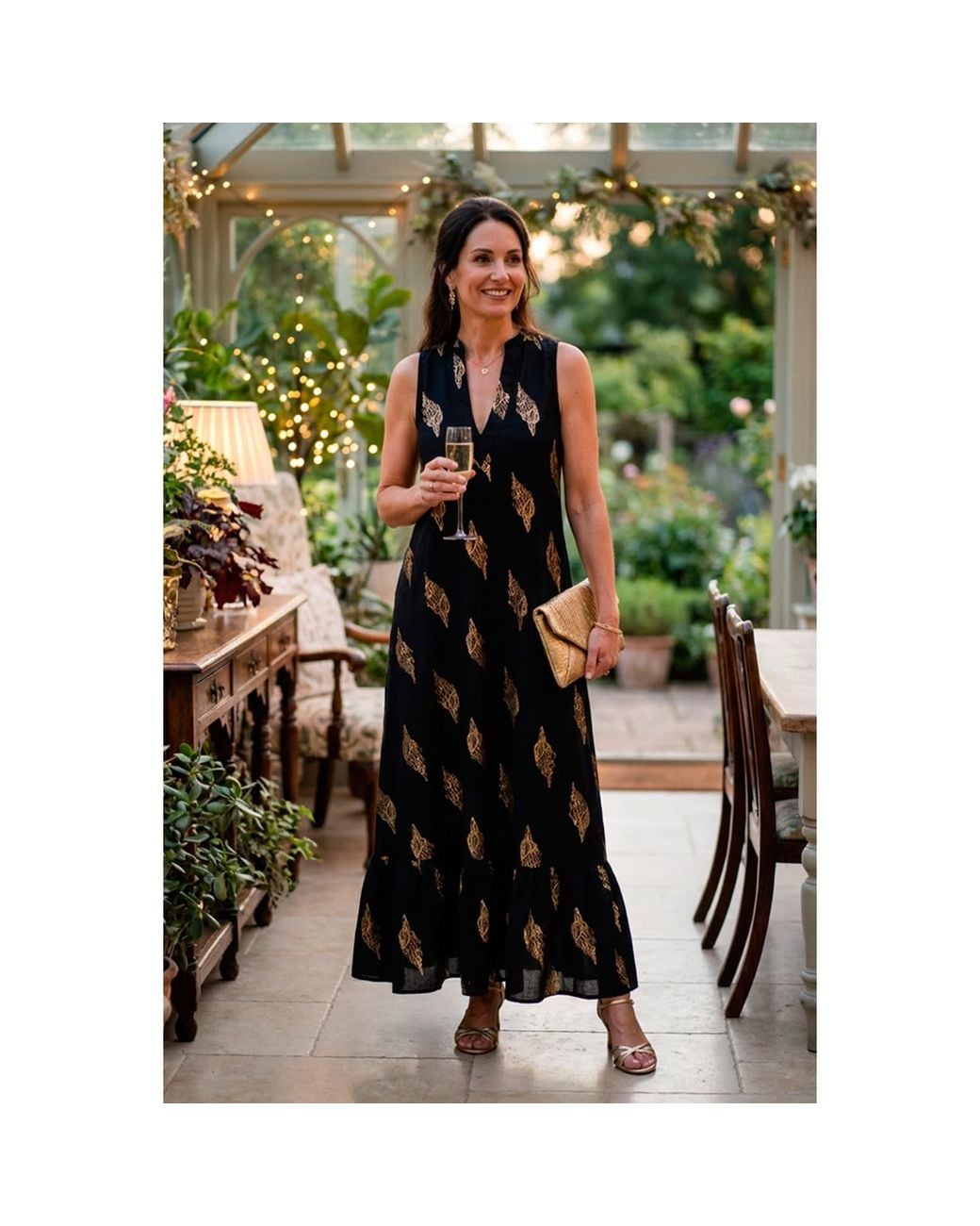 At Last Black Cotton Lombock Midi Dress
