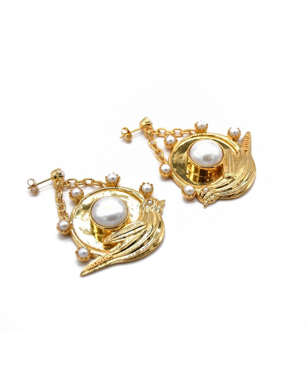 ADIBA Metallic Robin Pearls Vermeil Earrings