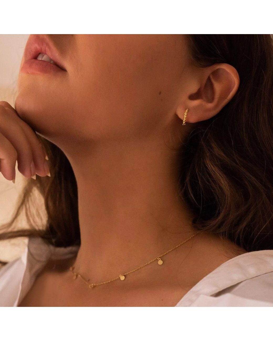 Elk & Bloom Metallic Small Thin Hoop Earrings
