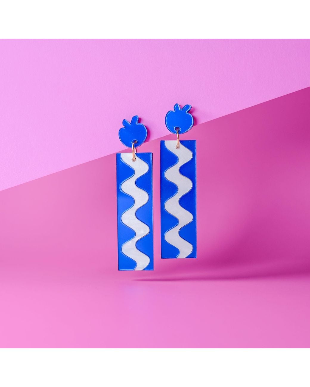 By Chavelli Blue Matisse Wave Dangly Earrings