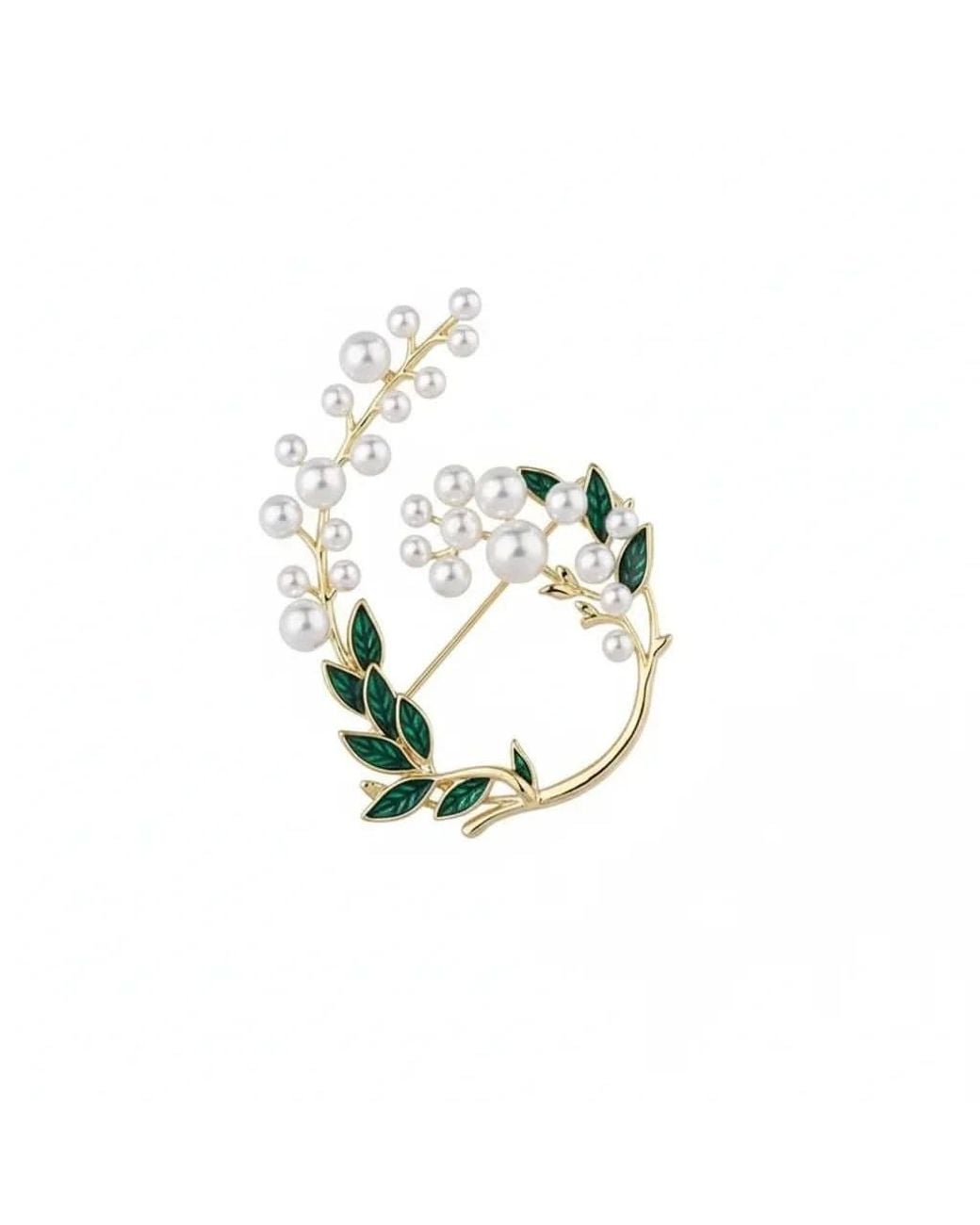 Angel Barocco Metallic Pearl Leaf Brooch