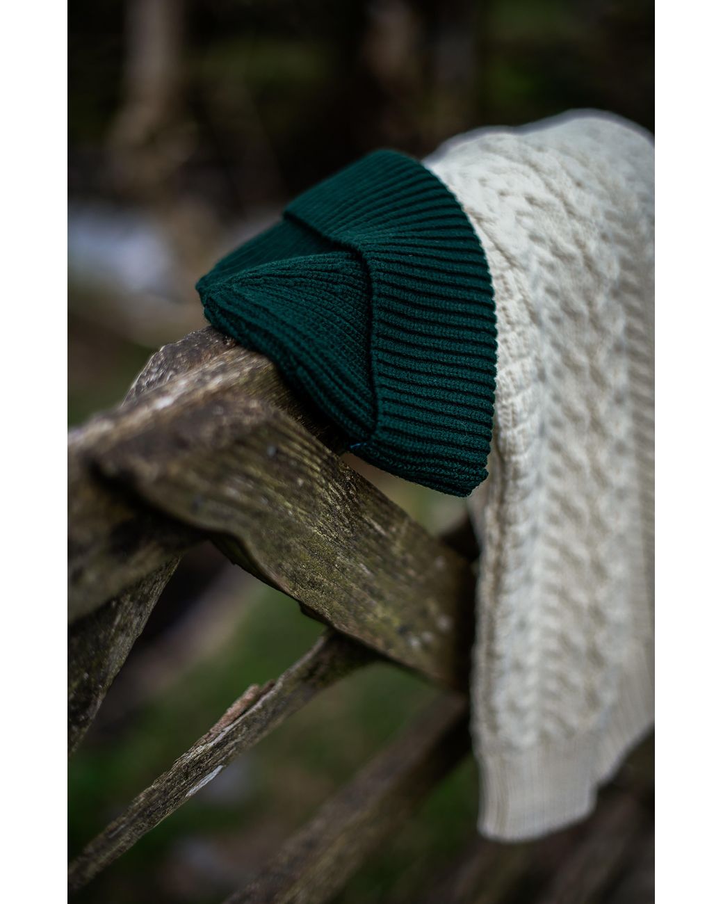 Paul James Knitwear Green Heavyweight Extra Fine Merino Caster Fisherman Beanie for men