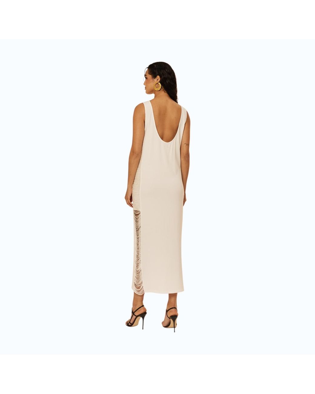 Sun Culture White Side Fringe Dress