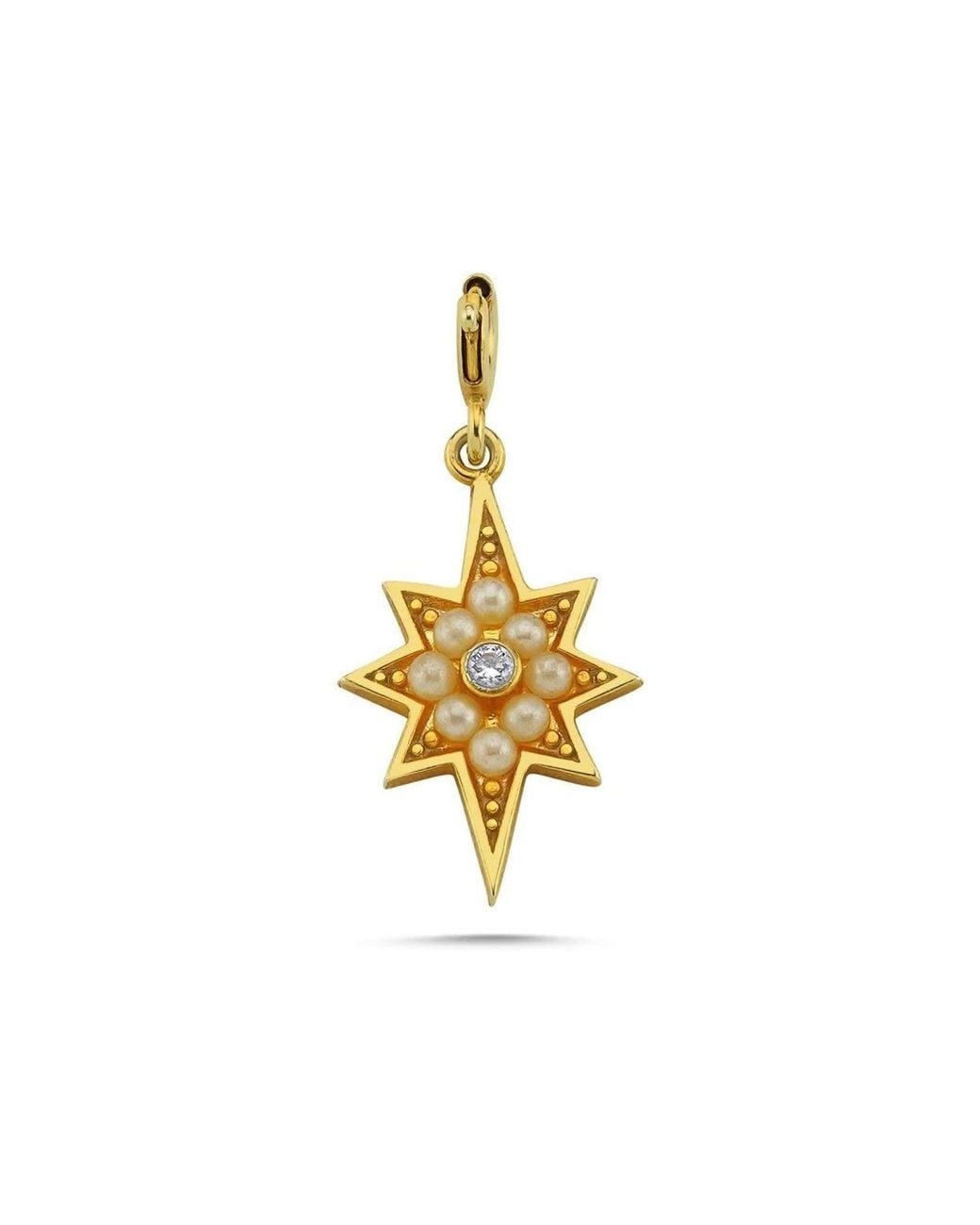 LINYA JEWELLERY Metallic Pearly Pole Star Charm