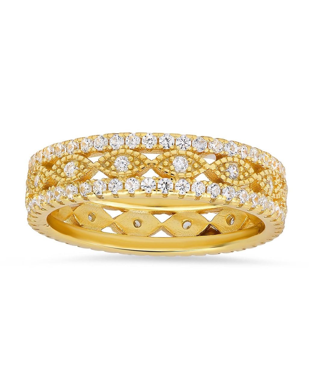 Kylie Harper Metallic Vintage Diamond Cz Eternity Band Ring