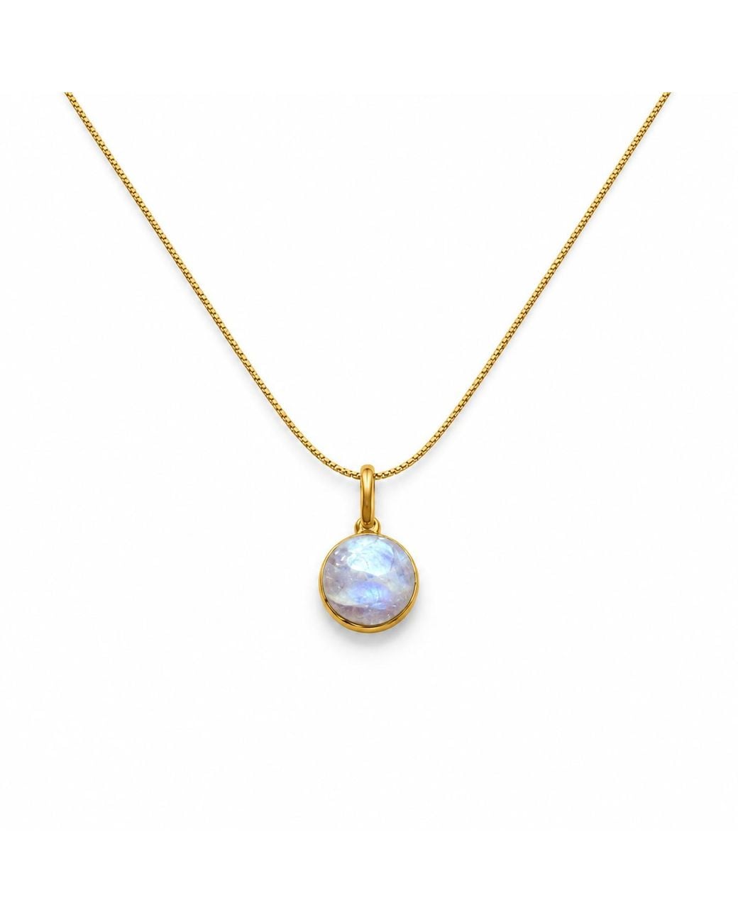 Saéa Metallic Dainty Moonstone Pendant Necklace On Snake Chain