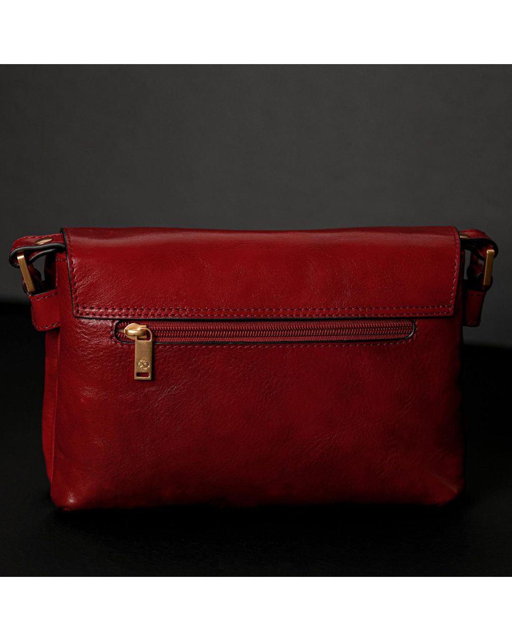 Time Resistance Red Leather Cross Body Bag For