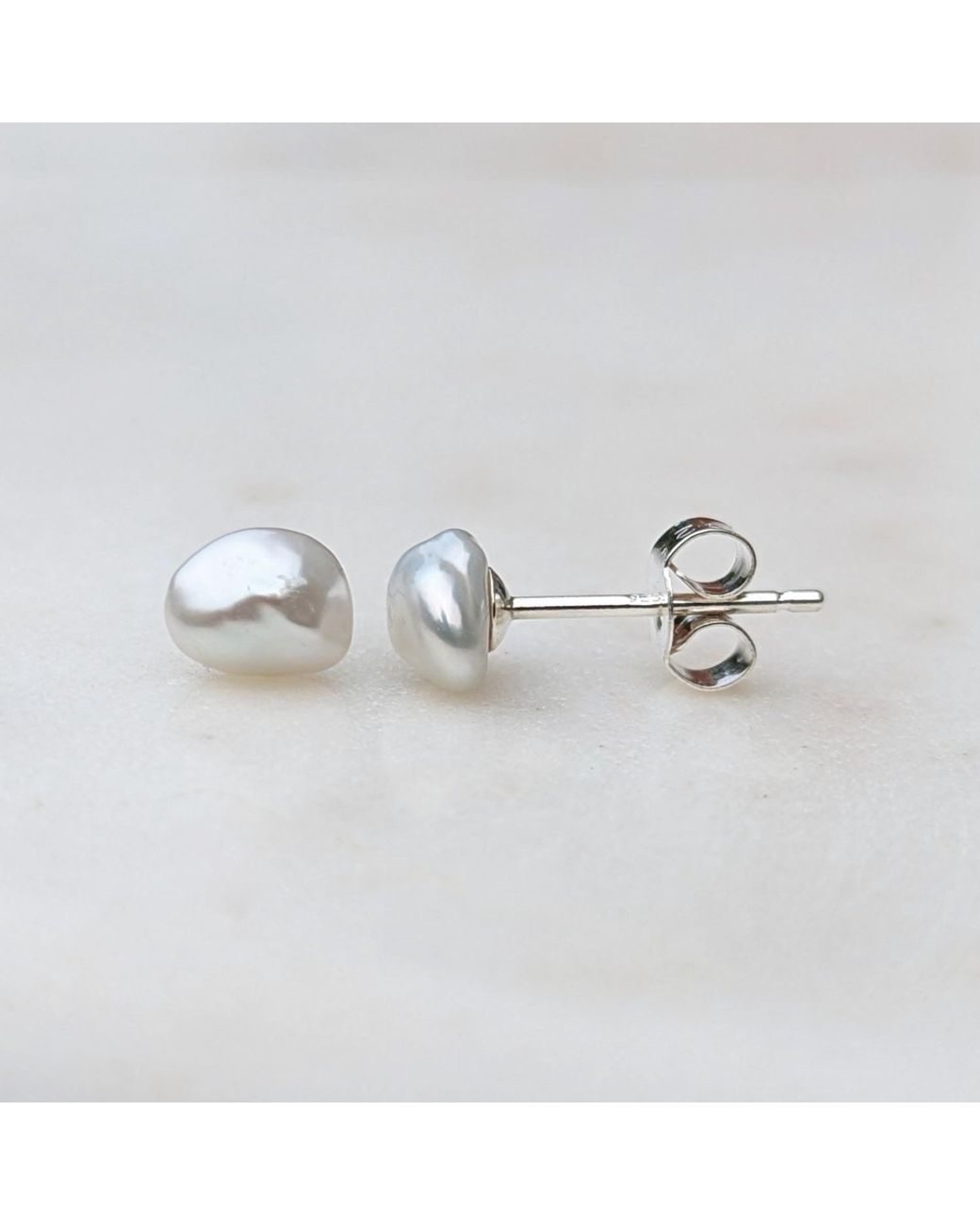 Kiri & Belle Metallic Mini Dot Keshi Pearl Sterling Stud Earrings