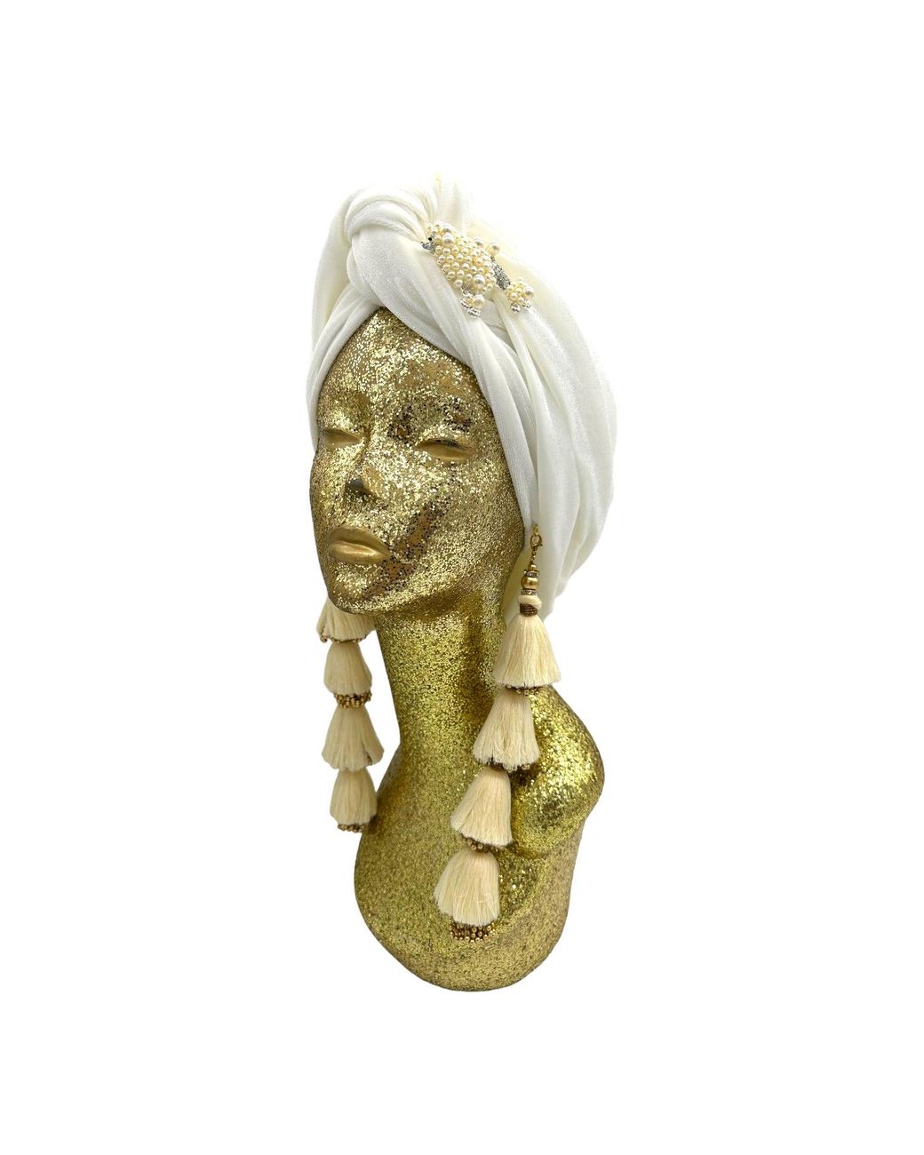 Julia Clancey Metallic Ivory & Pearl Poodle Dorado Turban