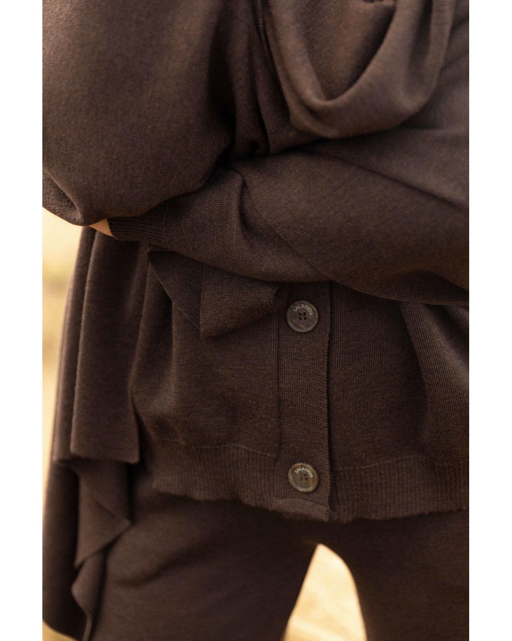 SALANIDA Brown Bene 100% Merino Cardigan Chocolate