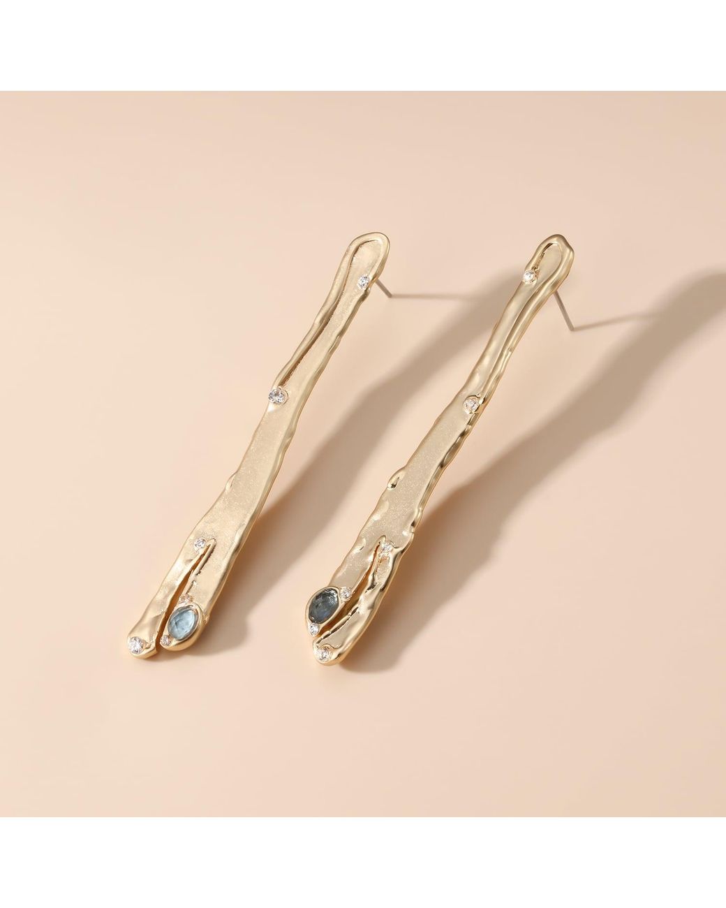 Rare Matters Jewelry Metallic Natural Asymmetry Linear Earrings
