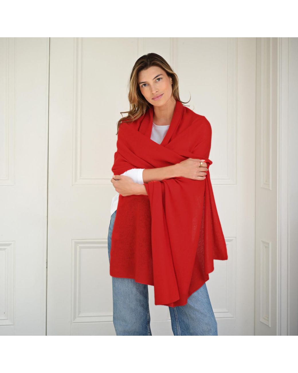 Cove Red Lola Cashmere Travel Wrap