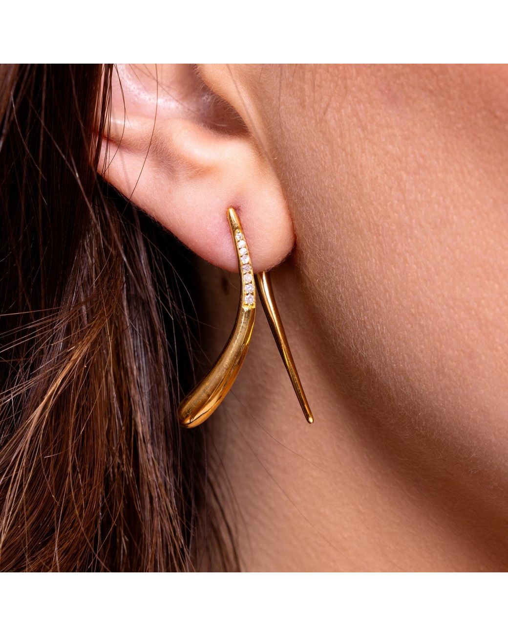 Lucy Quartermaine Metallic Sycamore Front And Back Earrings