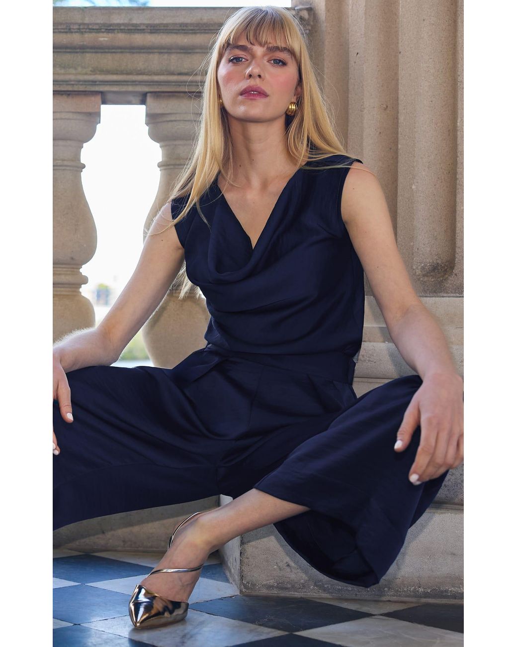 SACHA DRAKE Blue Luxe Cowl Bias Top