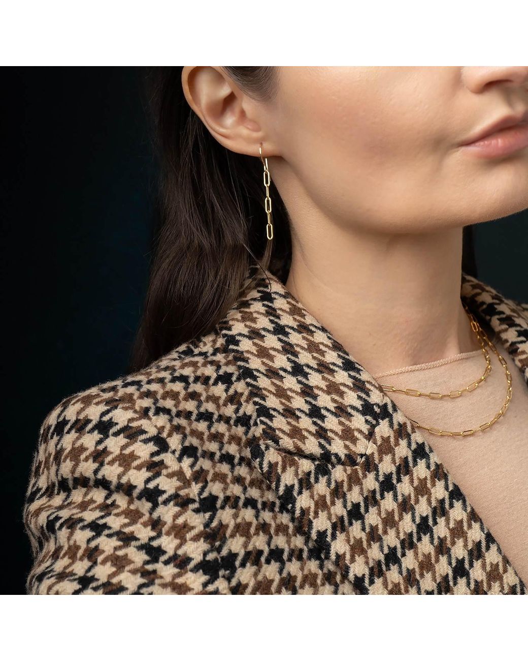 Kate Koel Metallic Paperclip Chain Earrings