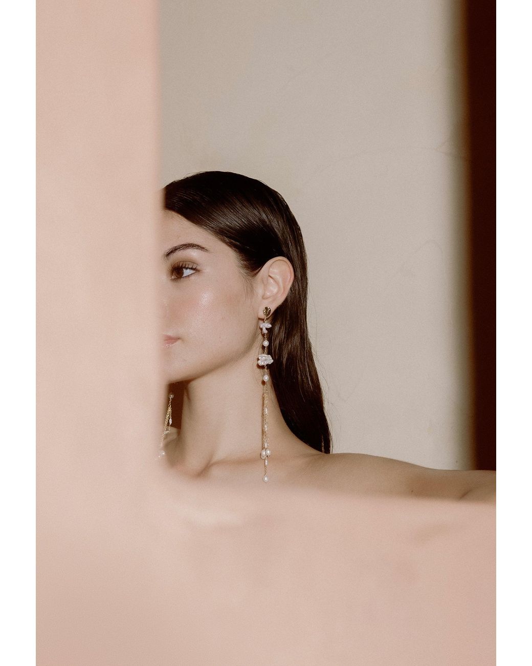 Lavani Jewels White Kiyomi Pearl Long Earrings