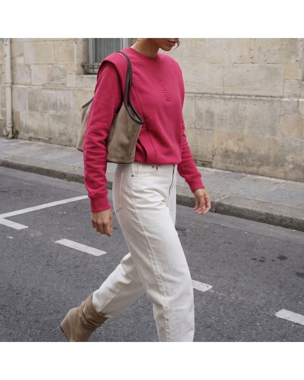 Mimhi Maison Red Shoulder Pad Lauper Sweatshirt – Raspberry
