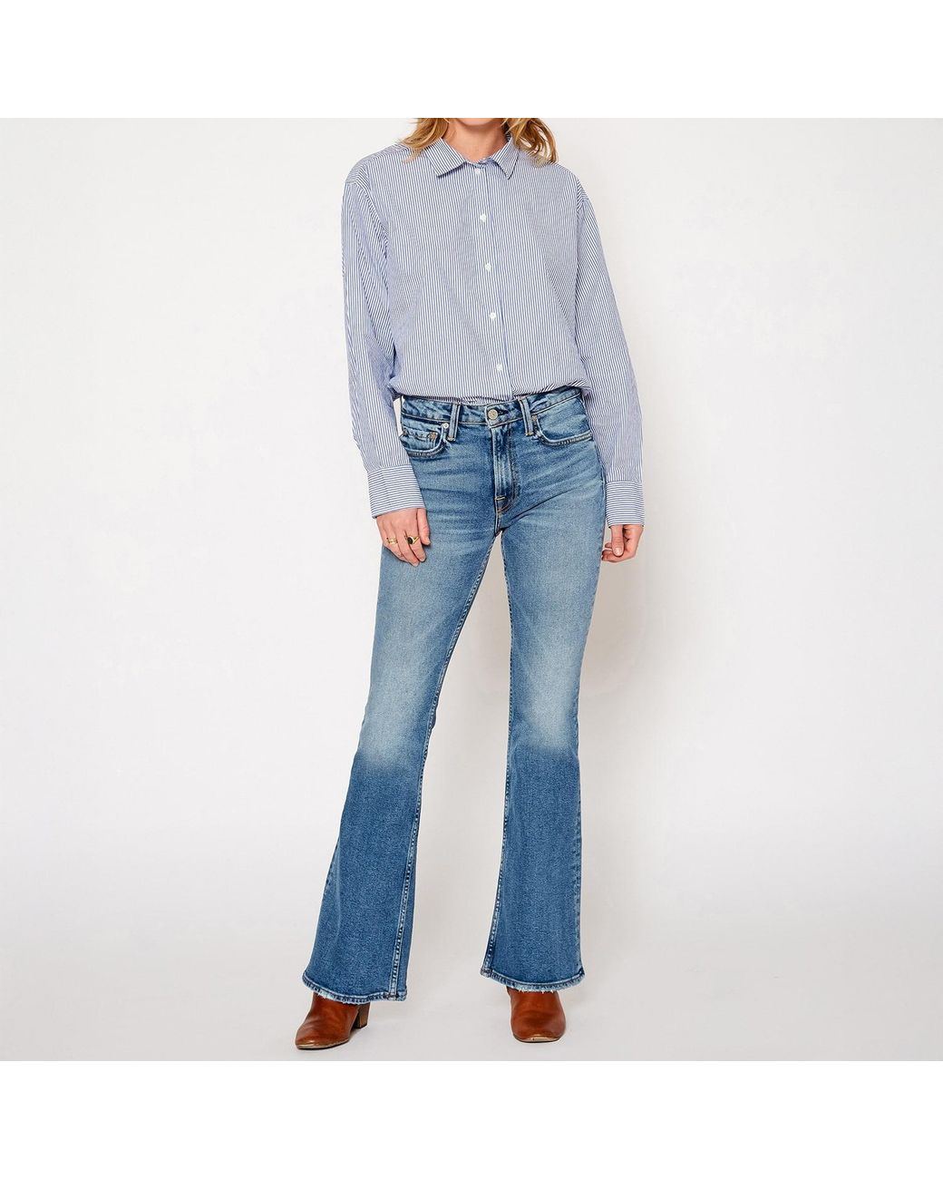 NOEND Blue Grace Mid Rise Flare Jeans