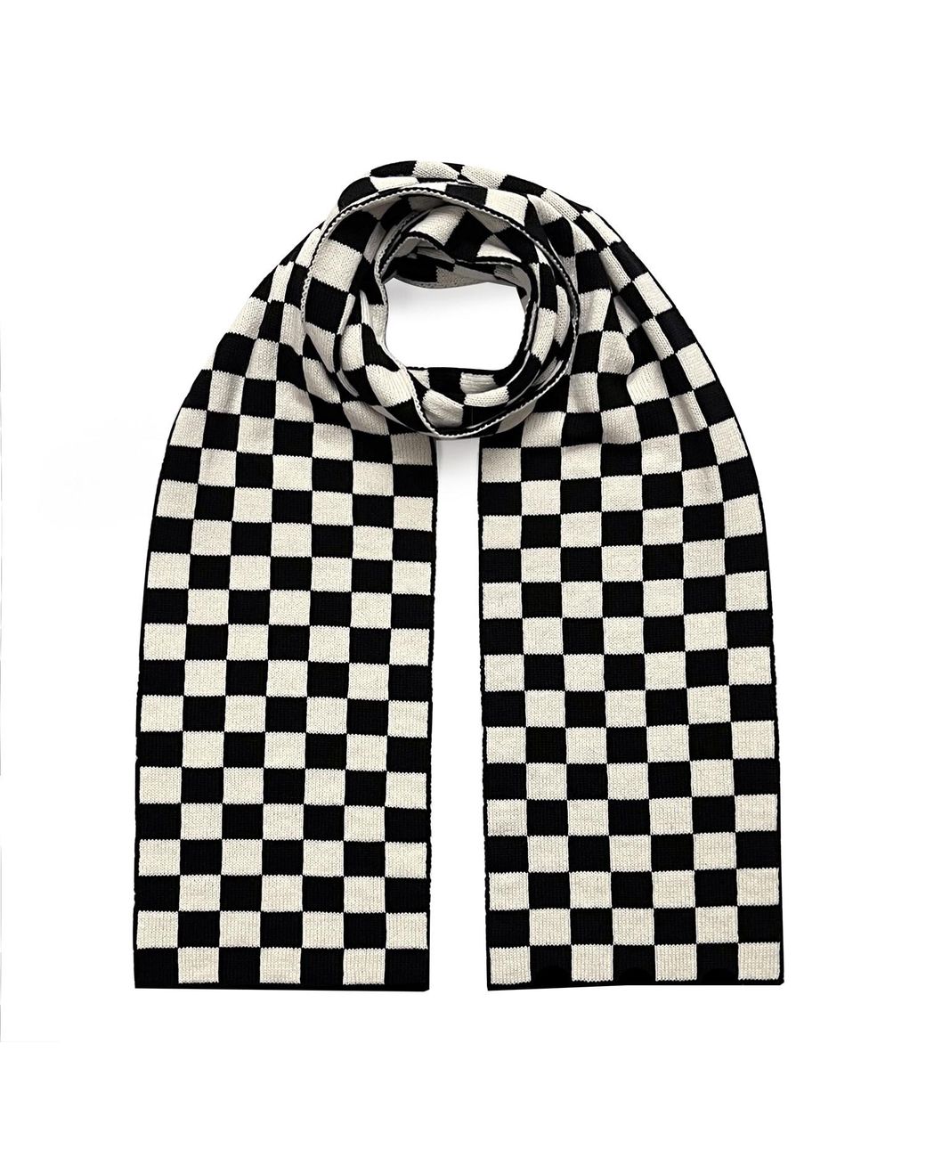 INGMARSON Black Checked Small Wool & Cashmere Scarf
