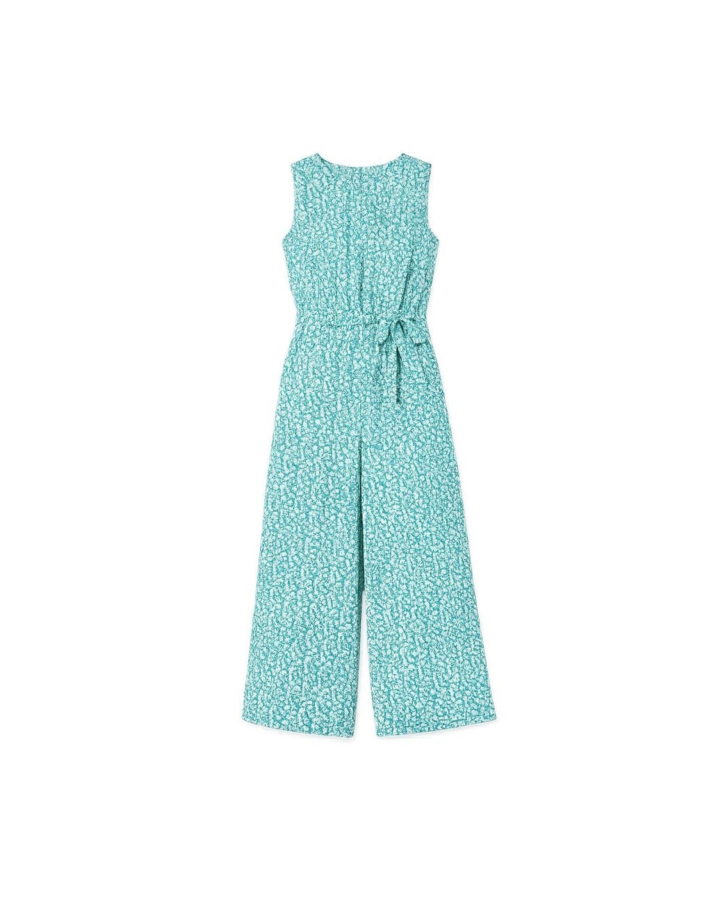 Yumi' Blue Ditsy Culotte Jumpsuit