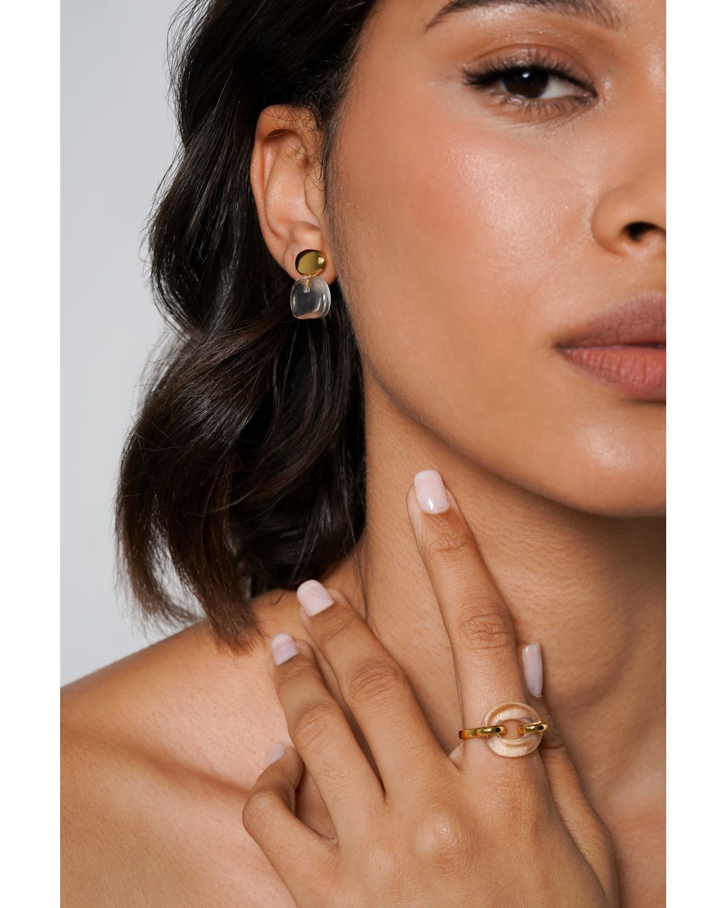 Zynnia Collective Metallic Pebble Stack Studs