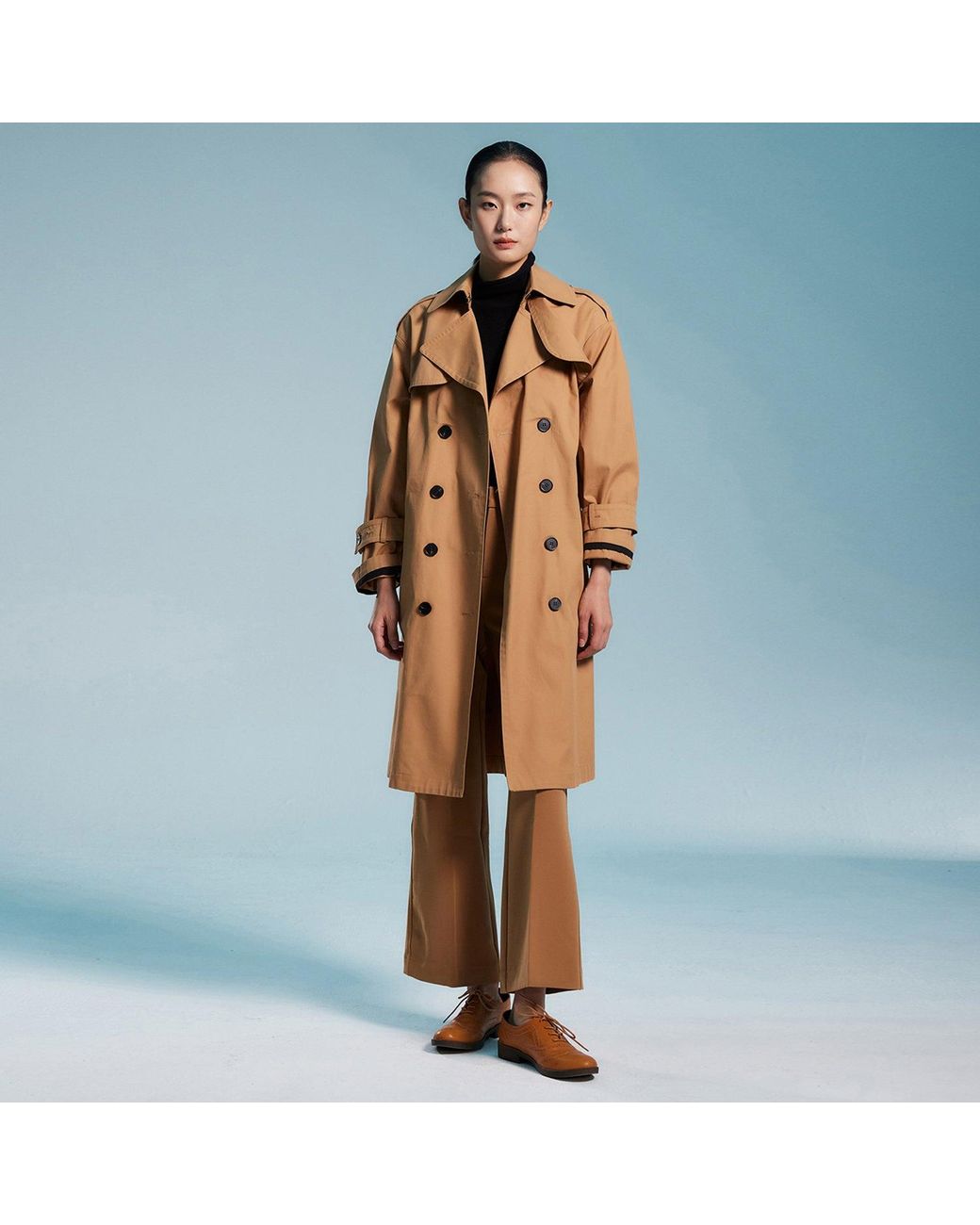 Smart and Joy Natural Trench With Contrasting Belt