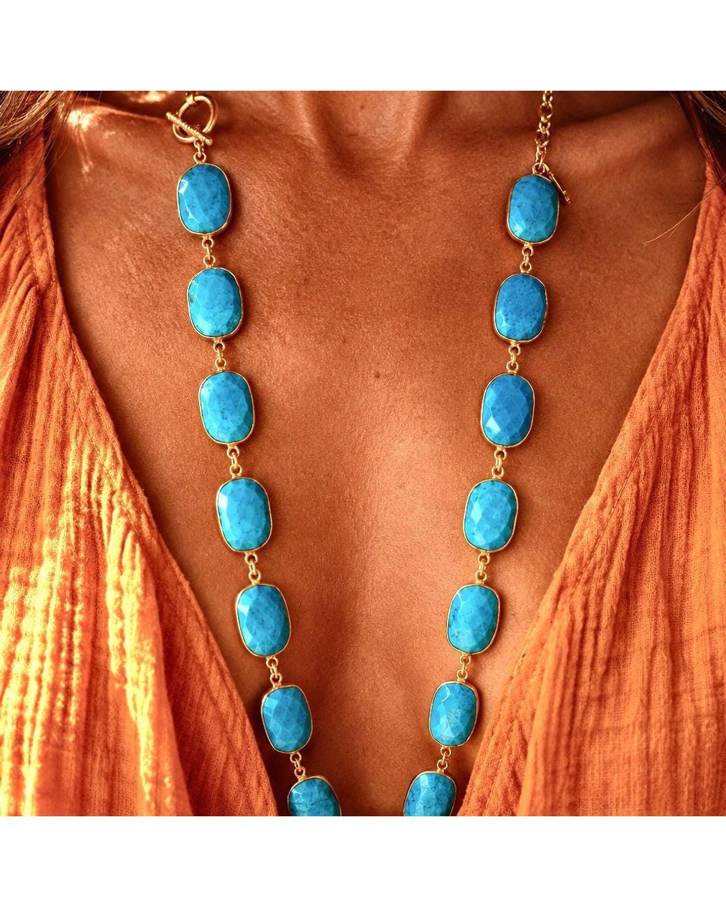 Persia Dona Jewelry Blue X Toggle Chain Necklace