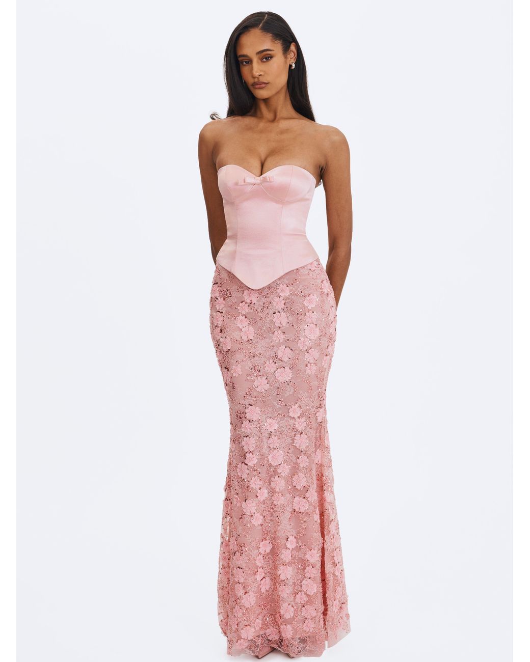 Miss Circle New York Purple Uliya Rosy Strapless Mermaid Peplum Maxi Dress