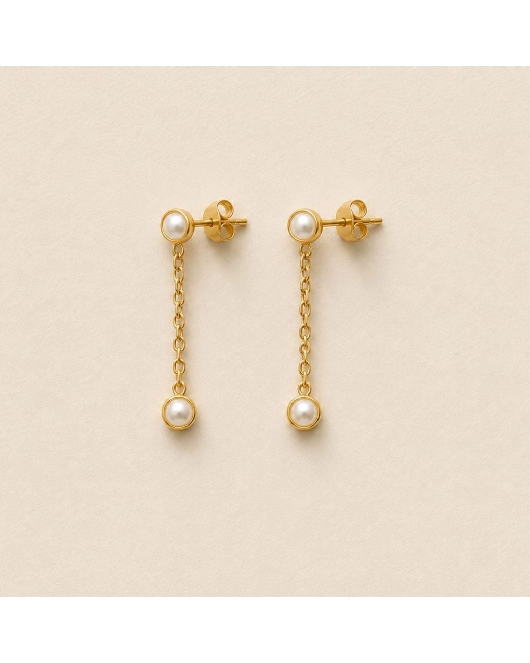 Lily Flo Jewellery Metallic Diamond And Pearl Chain Drop Earrings