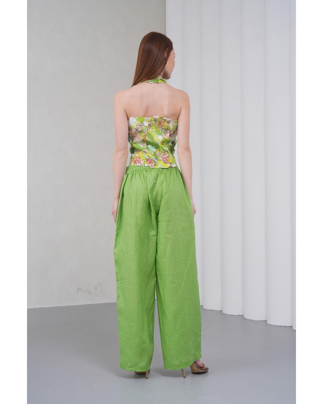 Lumina Eligma Yellow The Halterline Linen Blouse