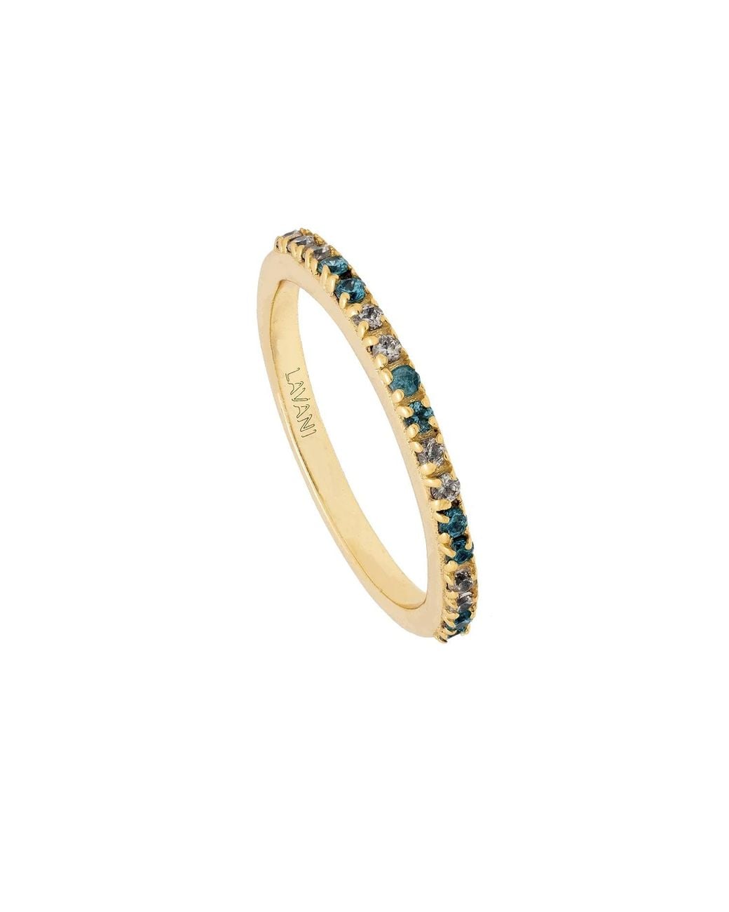 Lavani Jewels Metallic Aquamarine Goldplated Diya Ring