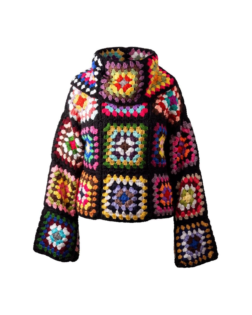 Ana Chic Black Granny Square Handmade Crochet Jumper