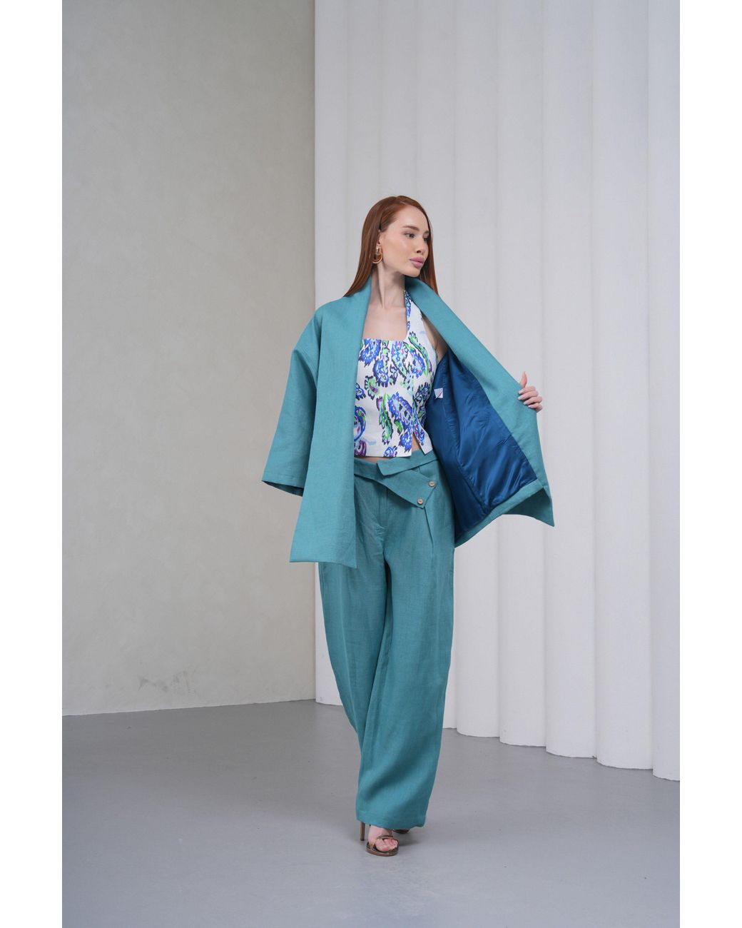 Lumina Eligma Blue The Duality Linen Jacket