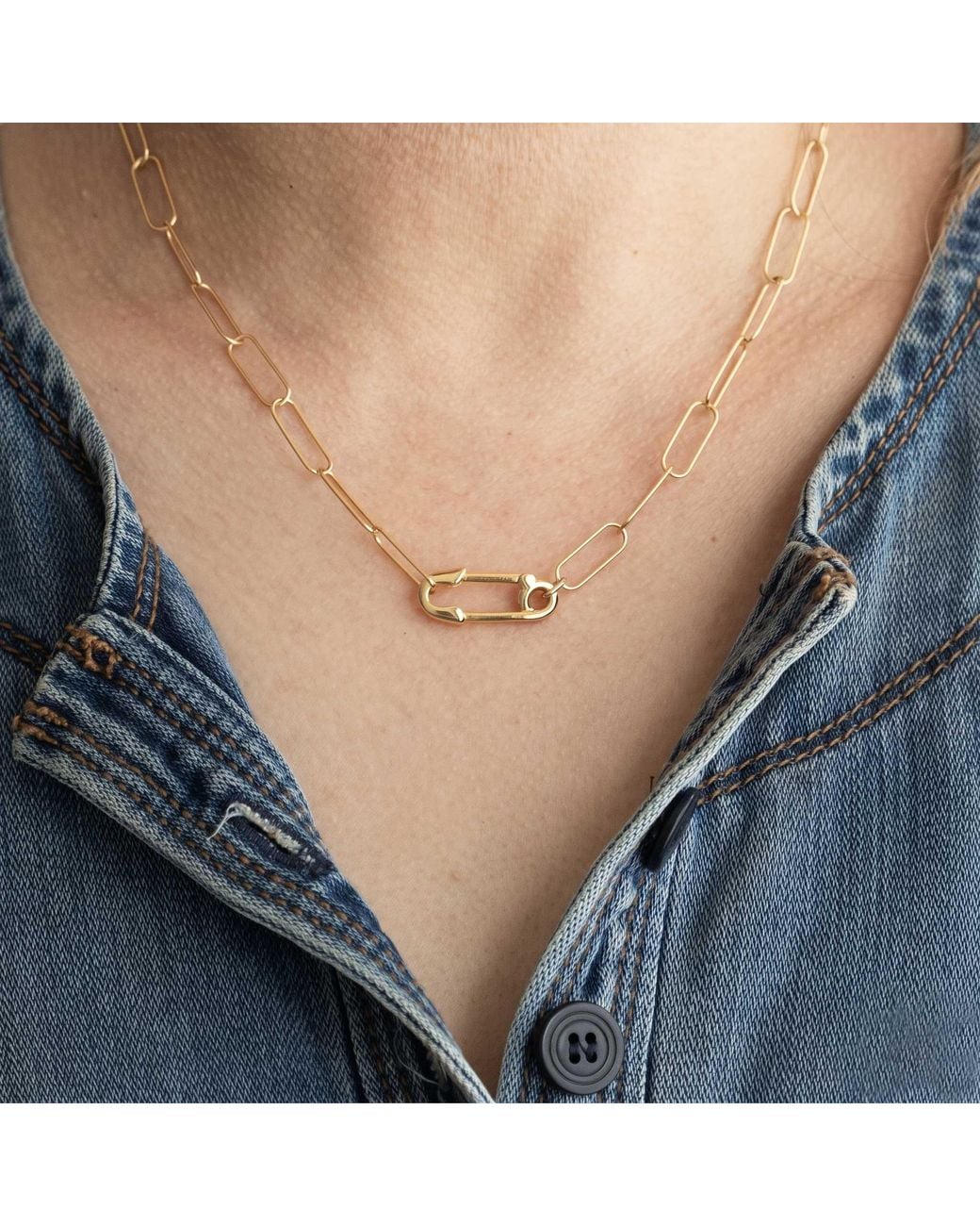 Kris Nations Metallic Safety Pin Chain Necklace