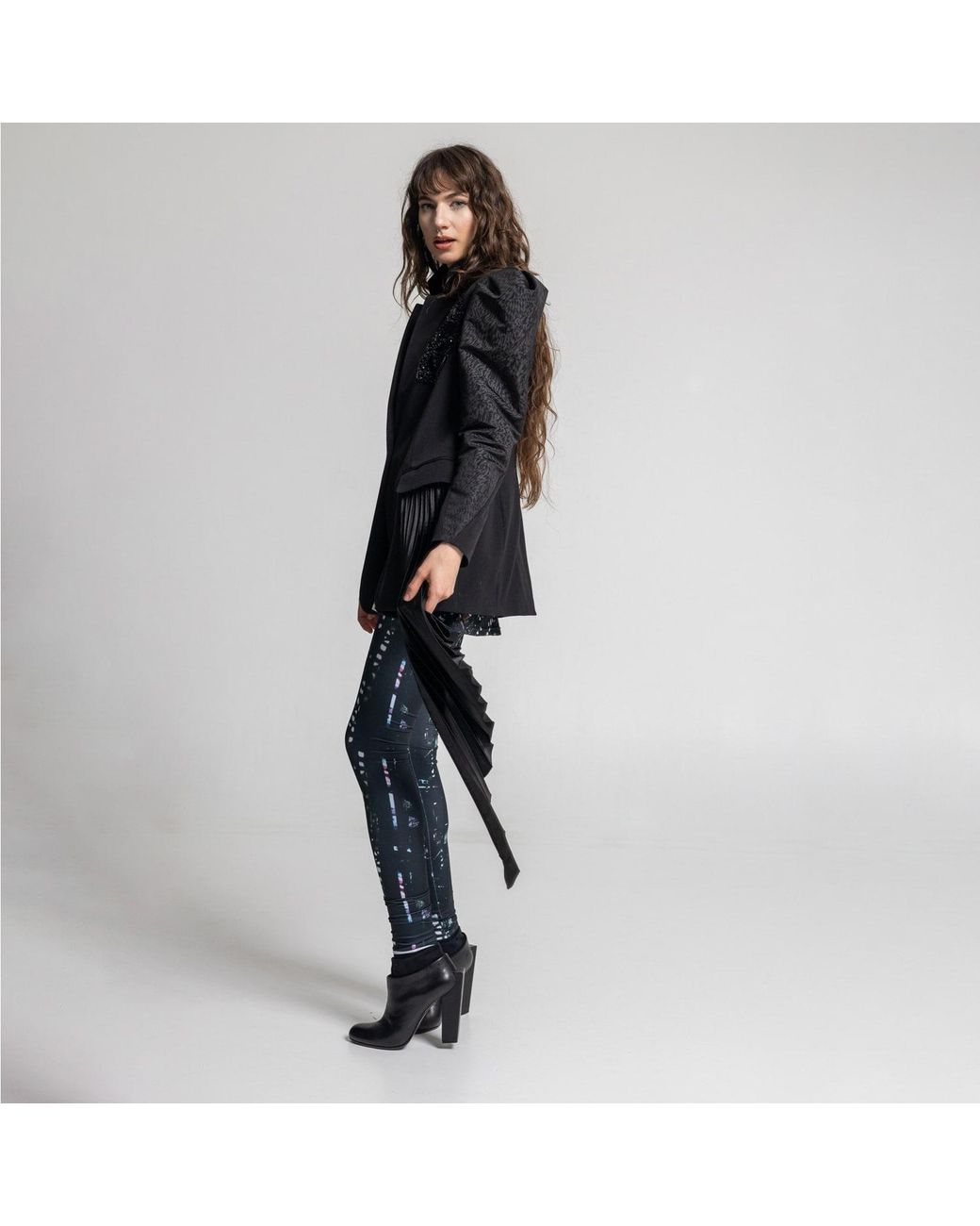 ARTISTA Black Sissy Embellished Puffy Sleeve Jacket