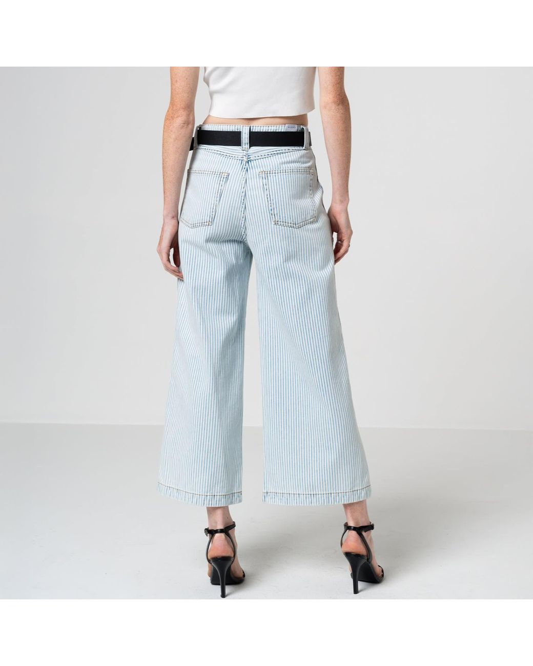 NOEND Blue Avery Cropped Wide Trouser