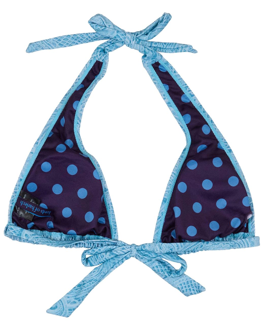 Lords of Harlech Blue Raquel Crochet Paisley Bikini Top