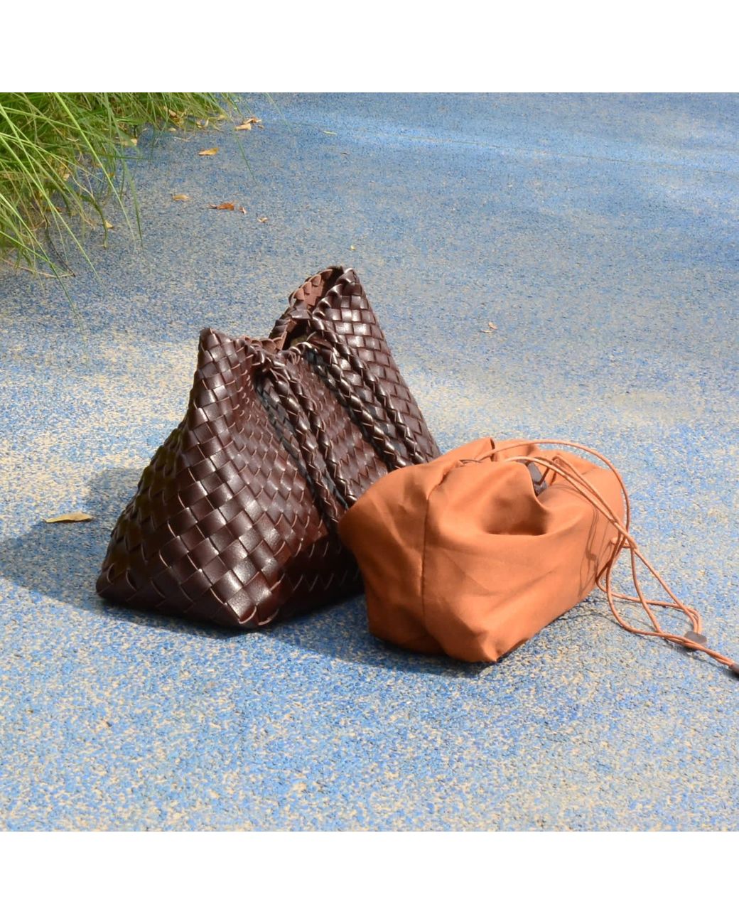 Rimini Brown Woven Vegan Leather Carry On Bag