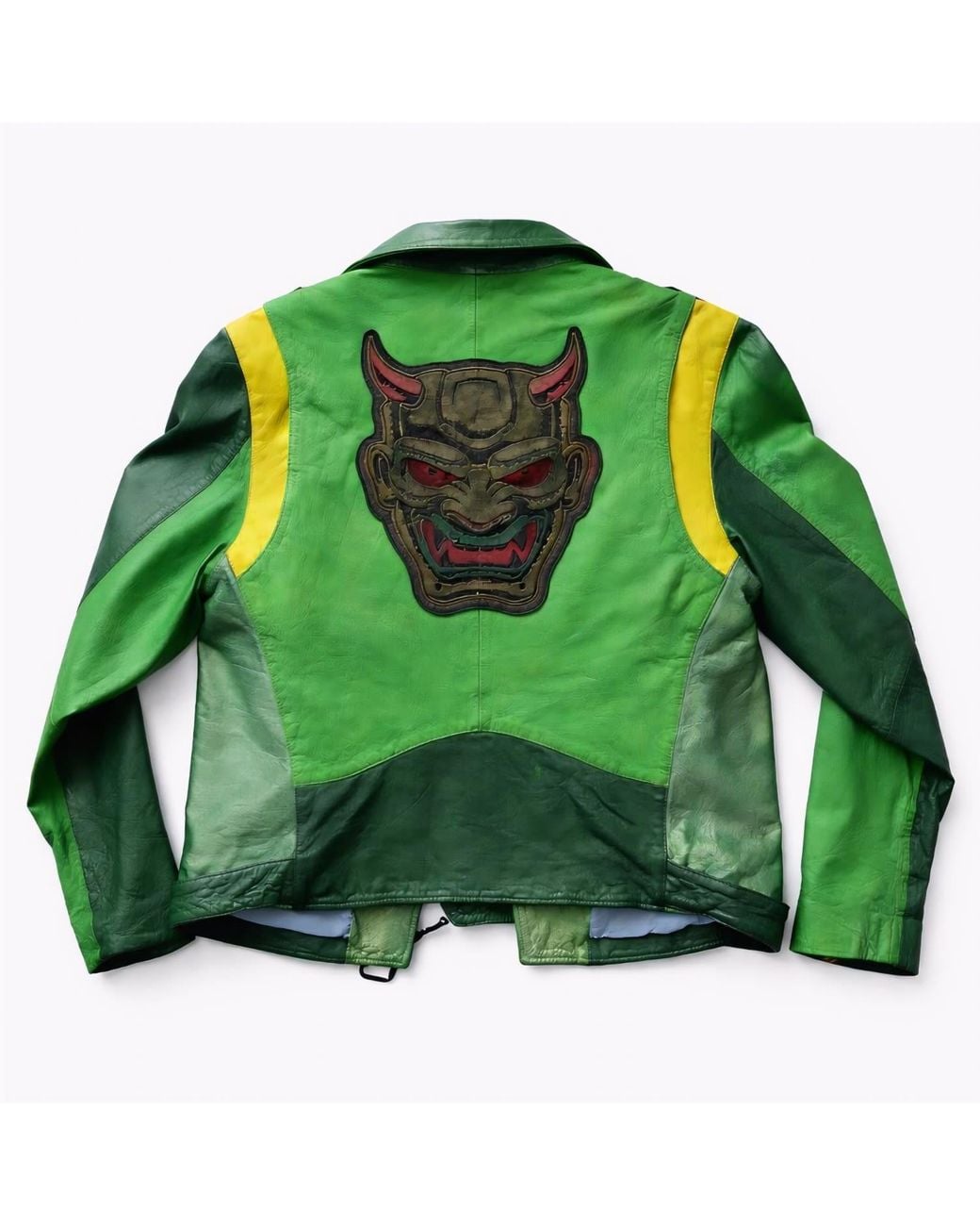 Zasta Studio Blue Oni Mask Biker Leather Jacket