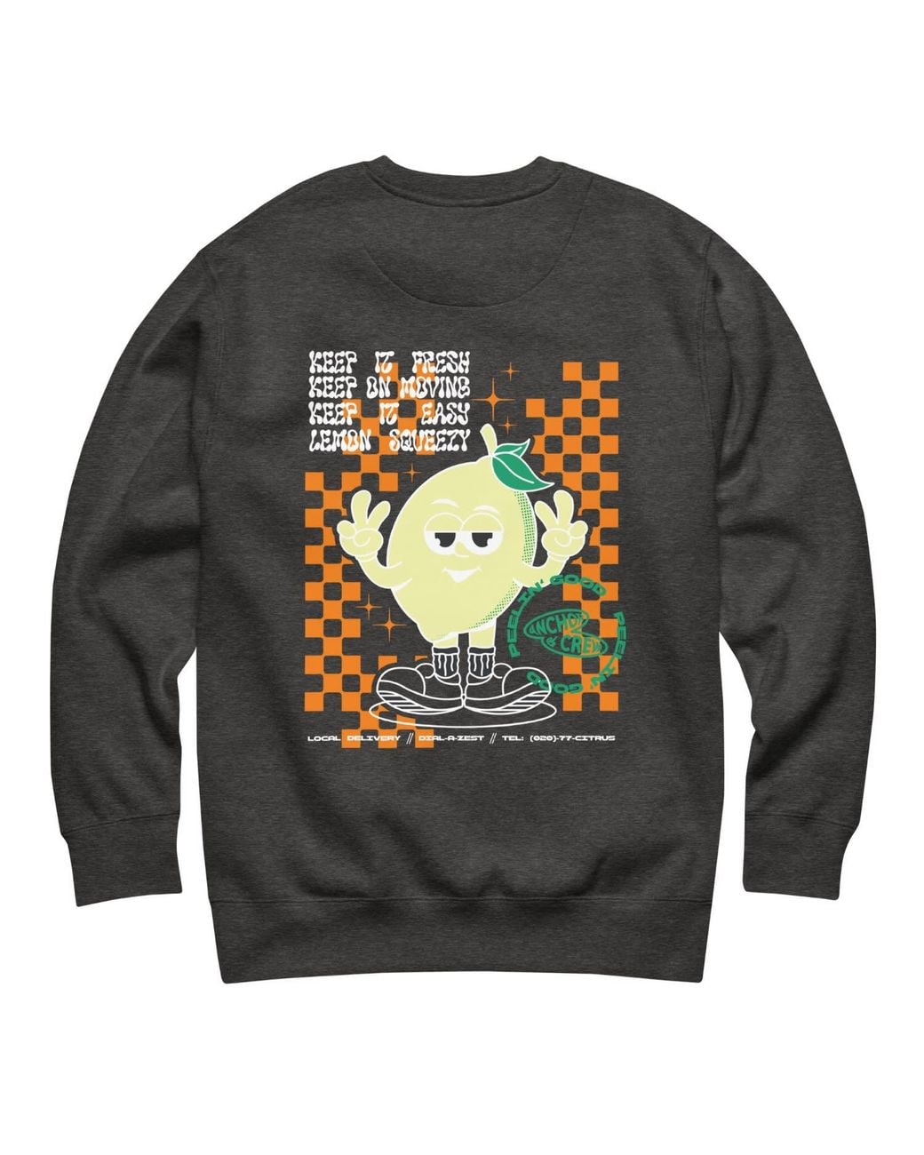 Anchor and Crew Gray Heather Lemon Fresh Dial-A-Local Organic Cotton Sweatshirt for men