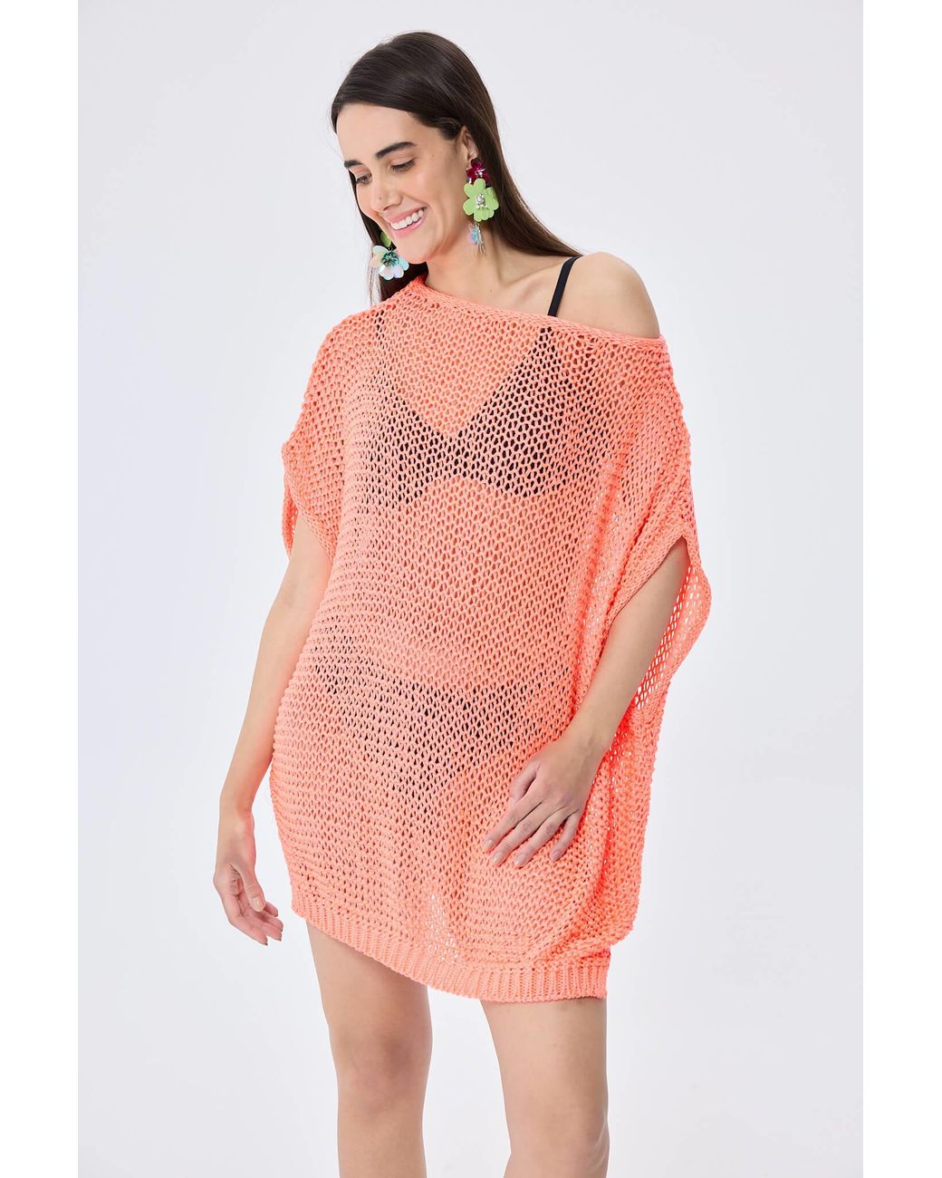 Peraluna Pink Fiona Openwork Knit Tunic