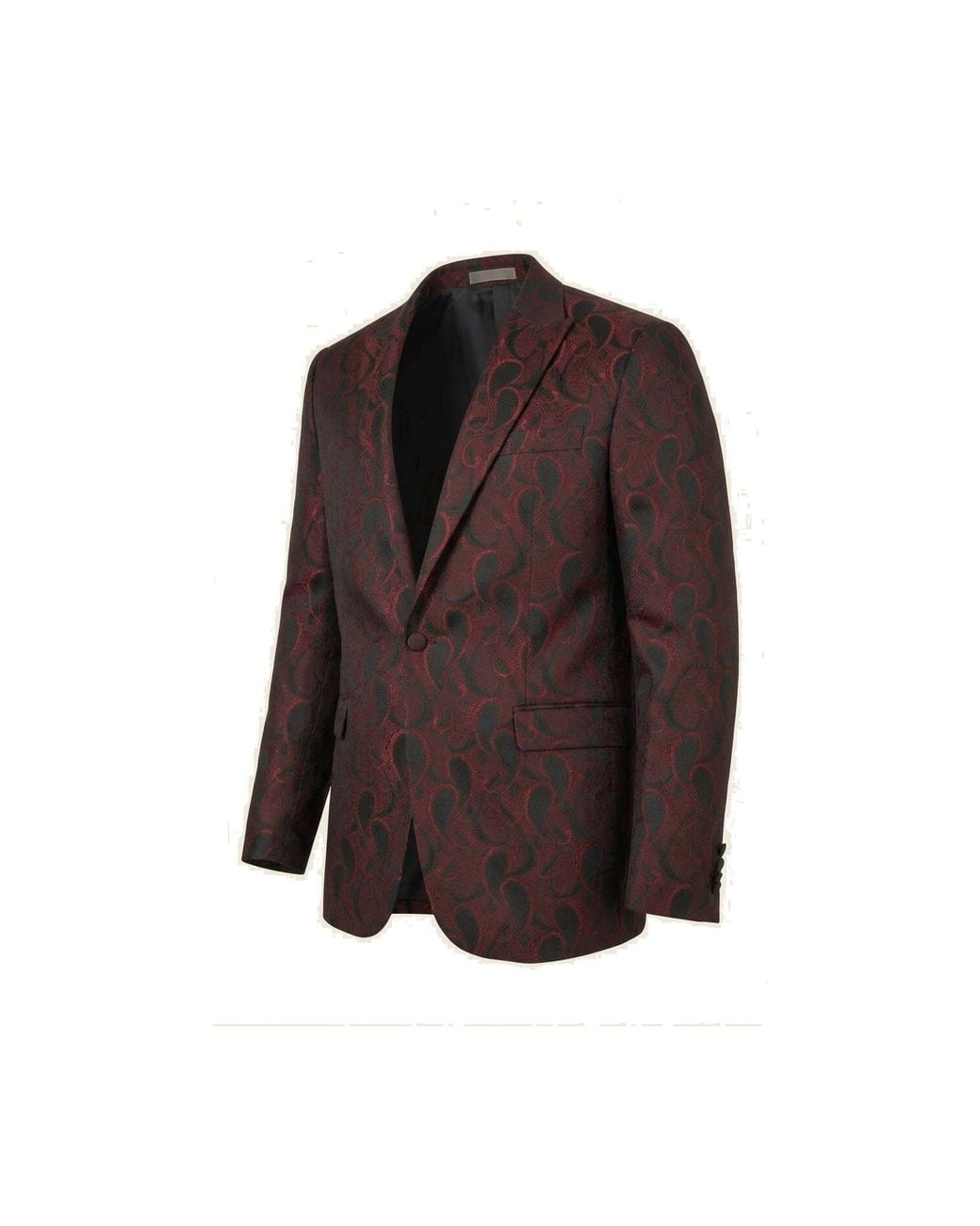 Ron Tomson Brown Peak Lapel Paisley Jacquard Tuxedo Jacket for men